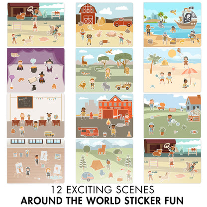 Fun Sticker Book for Toddlers 2-4 Years - Perfect Kids Activity Book with 500+ Beautiful Stickers & 12 Reusable Themes for Entertaining Boys & Girls 4-8 While Traveling - Incl. Coloring Pages