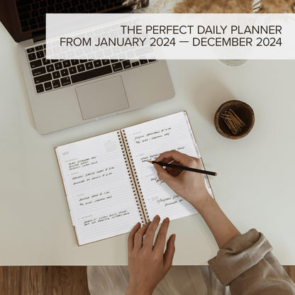 Beautiful 2024 Daily Planner - 7" x 10" Daily Planner for Women or Men with Weekly & Monthly Spreads for Easy Planning - Perfect Calendar Book To Organize All Tasks and Boost Productivity