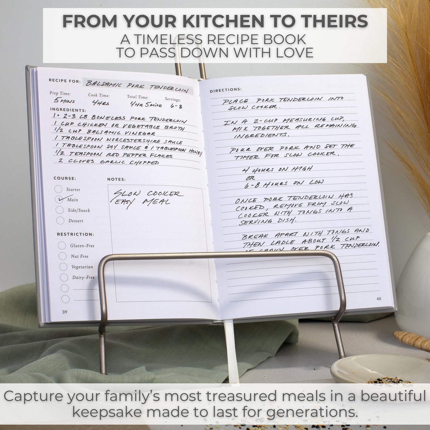 ZICOTO Aesthetic Blank Recipe Book with Waterproof Cover - The Perfect Recipe Notebook To Write In Your Own Recipes - Beautiful Blank Cookbook to Organize Your Recipes