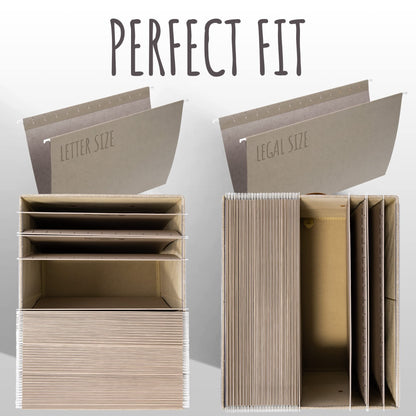 ZICOTO Decorative File Organizer Box Set of 2 - Collapsible Linen Filing Cabinets w/Handles Are Perfect to Store all Your Documents & Hanging File Folders - Portable Easy Slide Crates with Lid