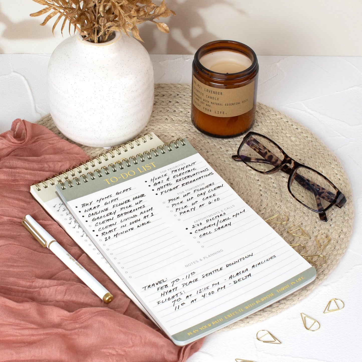 Beautiful To Do List Note Pads Set Of 2 for Easy Daily Planning - The Perfect Work Notepads, Notebooks and Office Desk Supplies For Women - Perfect to Effectively Organize Your Tasks