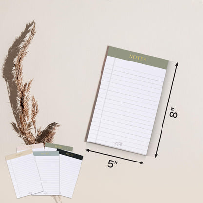 ZICOTO Aesthetic Note Pads Set Of 5 - Quality 5x8 inch Lined Legal Pads For Women Or Men - The Perfect Writing Notepads and Office Desk Supplies to Easily Organize Your To-Do Lists