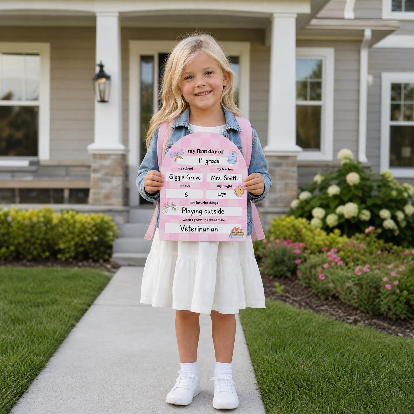 Beautiful First and Last Day of School Board Sign