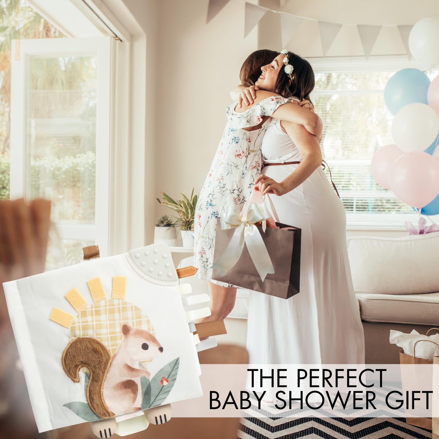 Soft Baby Book with Touch and Feel Pages - Cute Sensory Book for Babies 0-6, 6-12 & 12-18 Months with Mirror & Crinkle Paper - The Perfect Christmas Toy for Baby Showers Or as a Newborn/Infant Gift