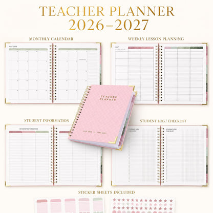 Aesthetic Teacher Planner For The 2026-2027 Academic School Year - Your All Incl. 8.5" x 11" Lesson Plan Book Supplies - Easily Organize Your Daily, Weekly & Monthly Classroom/Homeschool Schedule