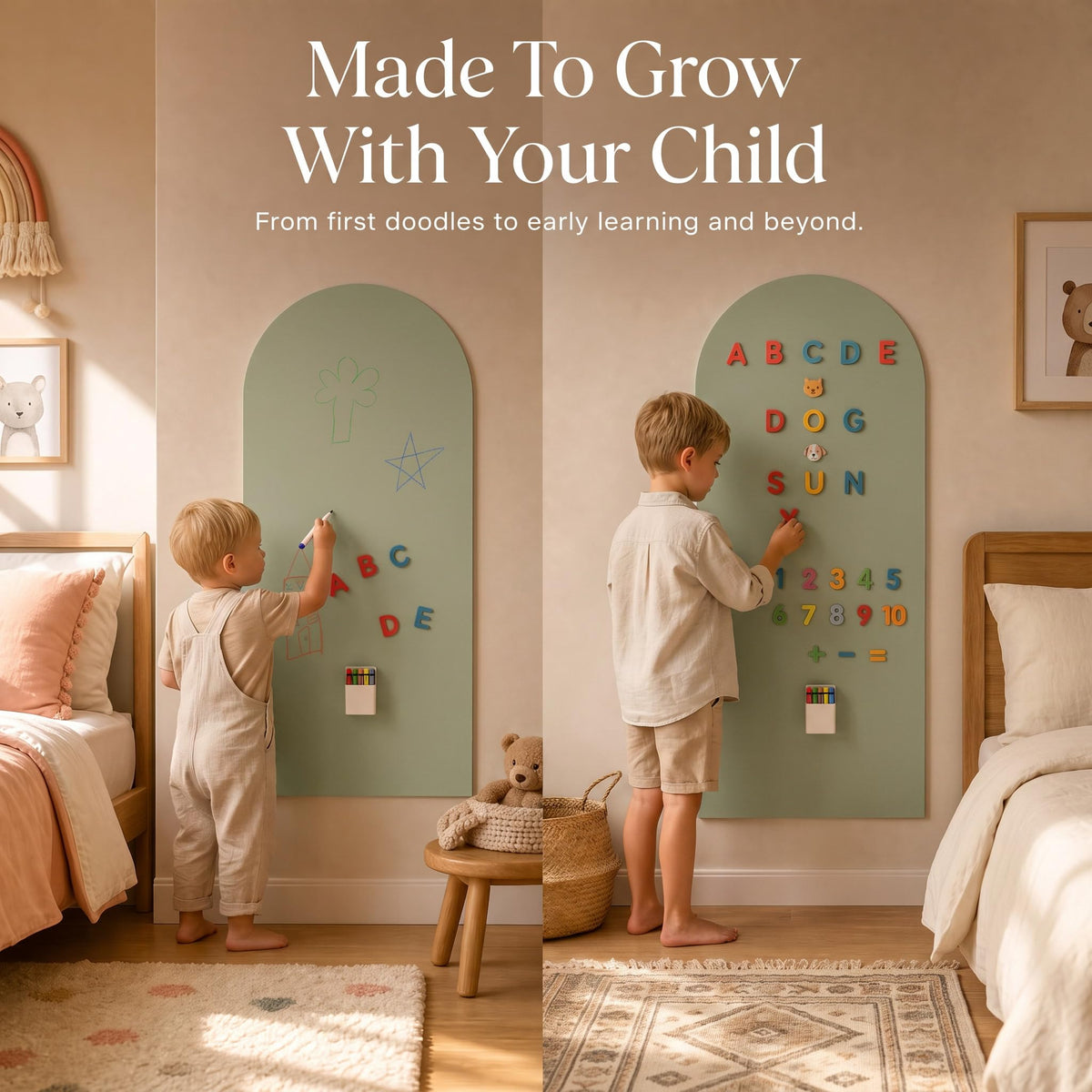 Magnetic Wall Decal Board for Kids - Great Writing Chalk Board Set