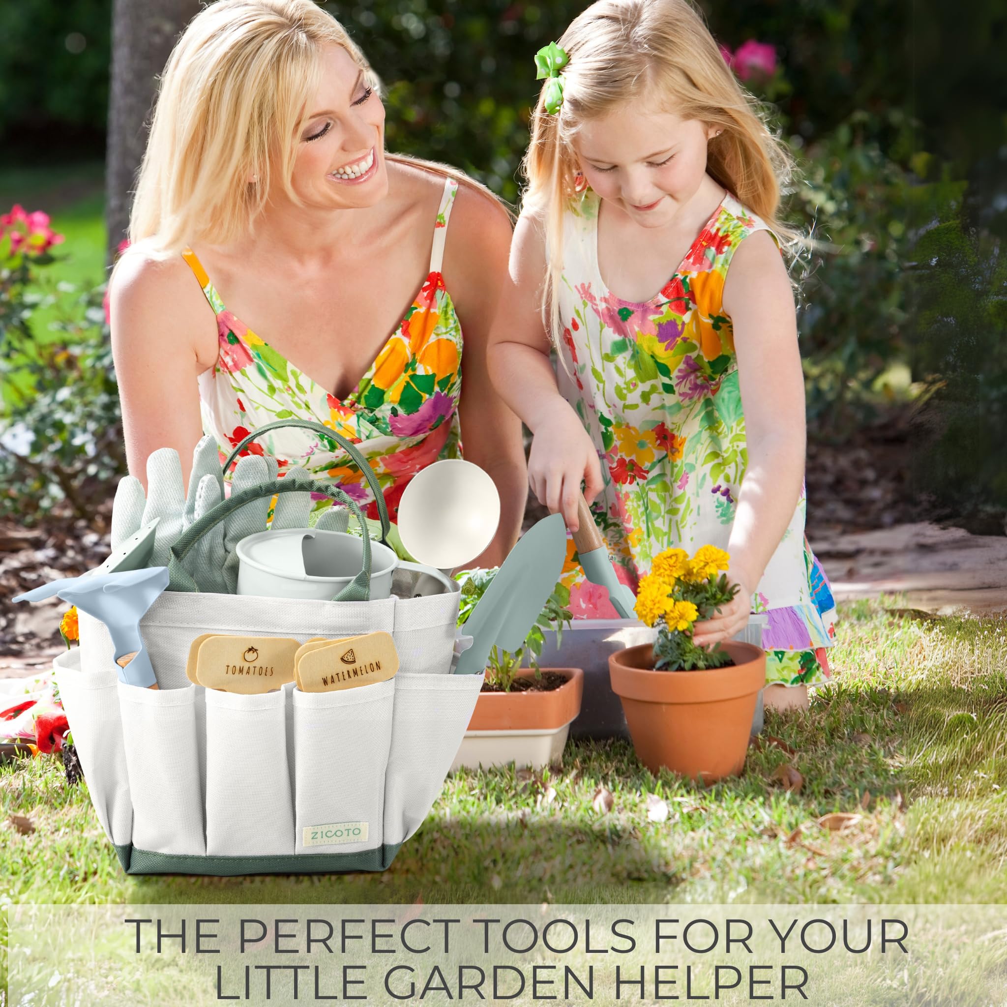 ZICOTO Fun Kids Gardening Set with Bag - Safe Gardening Tools for Kids