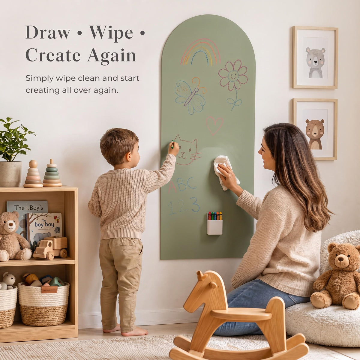 Magnetic Wall Decal Board for Kids - Great Writing Chalk Board Set