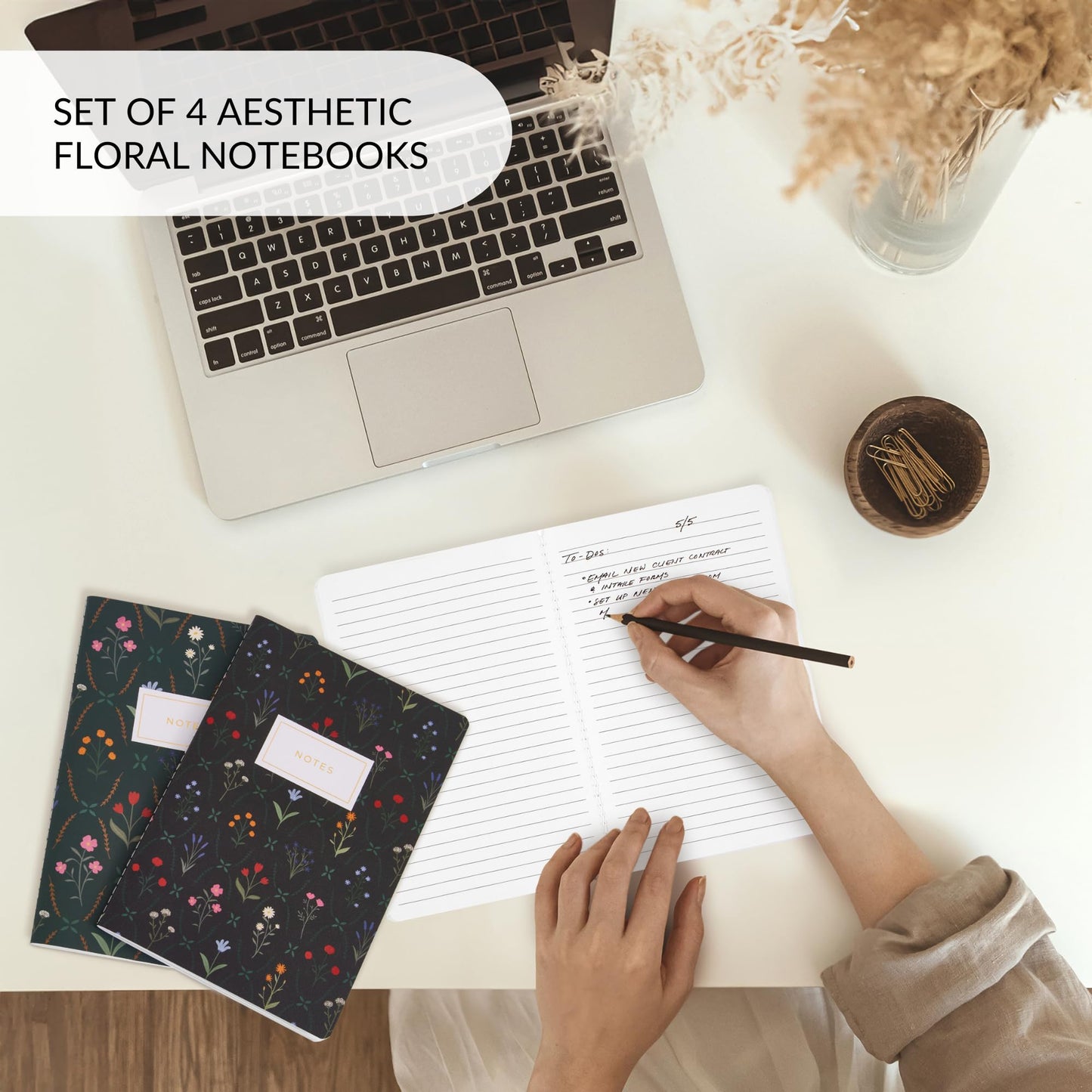 ZICOTO Aesthetic Journal Notebook Set of 4 For Women - Cute College Ruled A5 Journaling Notebooks with Lined Pages - Perfect For Writing And Staying Organized at Work or School