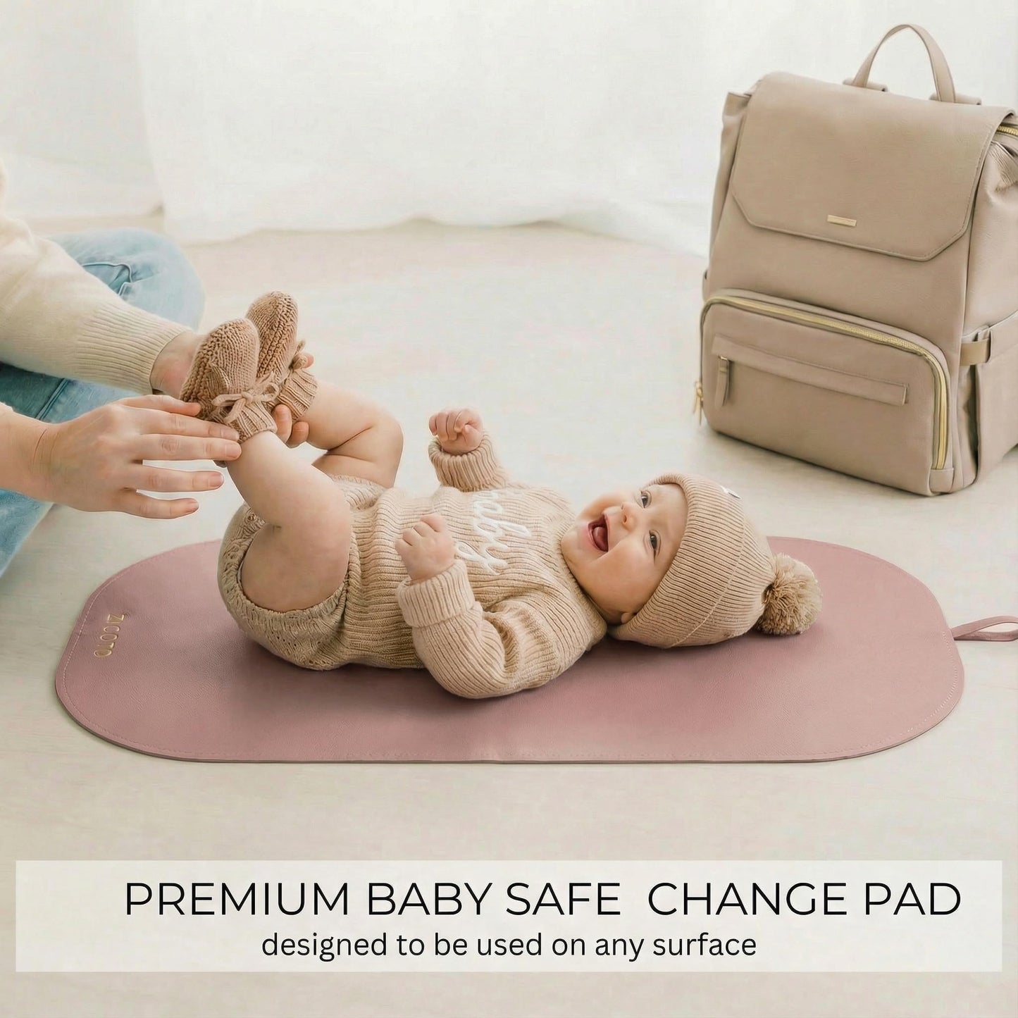 Beautiful Portable Baby Changing Pad - Wipeable and Easy to Clean Diaper Changing Mat - The Perfect Waterproof Vegan Leather Pad for Traveling