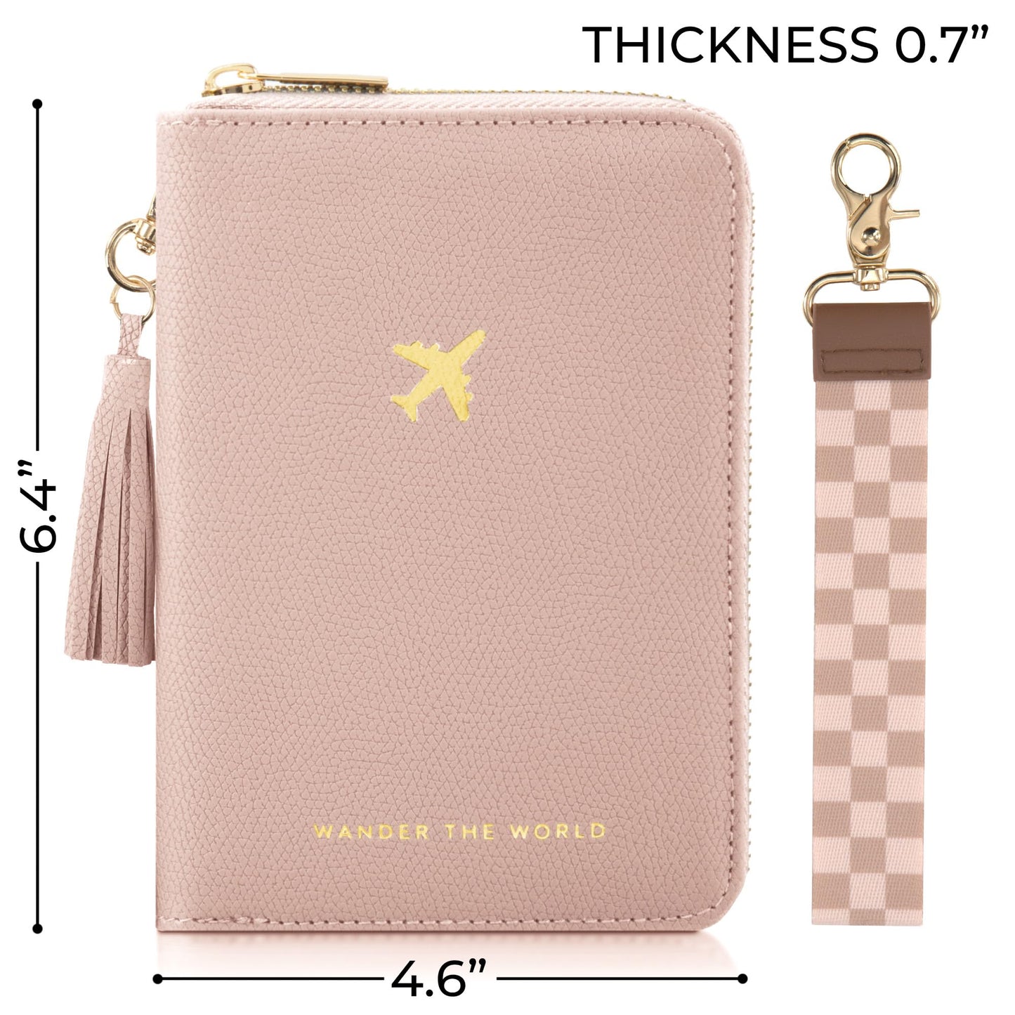 ZICOTO Stylish Passport Holder for Travel with Detachable Wristlet Strap - All-in-One Travel Wallet Organizer for Women, Secure Money Belt Alternative with Card Slots and Tassel Keychain