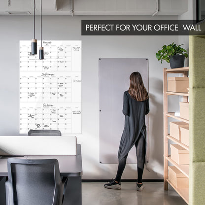 3 Month Dry Erase Wall Calendar for Easy Planning - Erasable 30" x 45" Calendar for White Boards - A Great Planner and Visual Organizer For Your Home or Office Wall