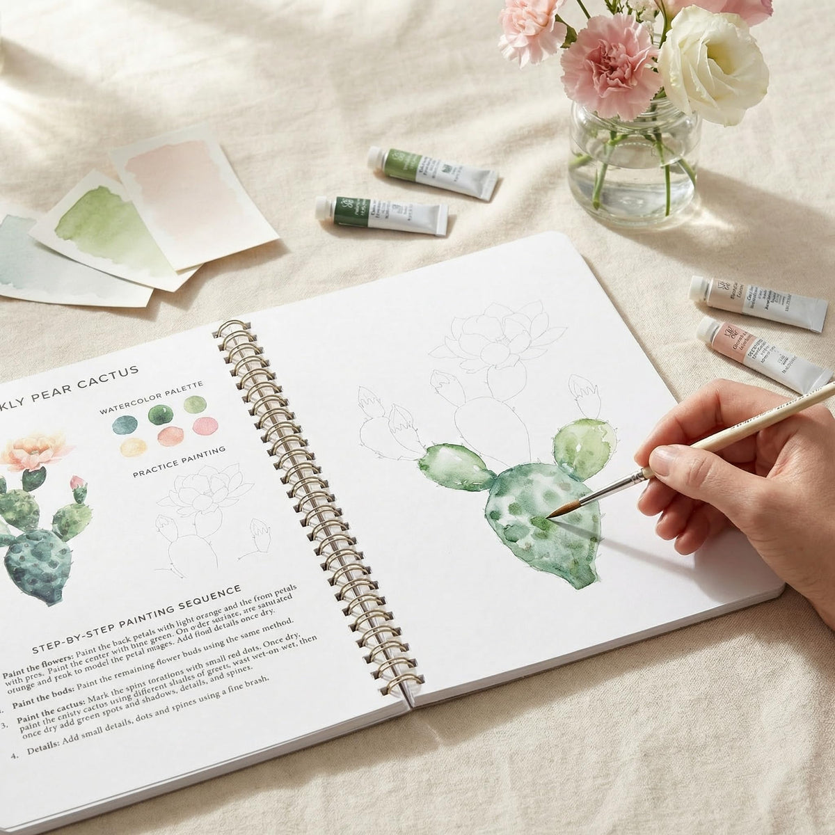 Beautiful Watercolor Workbook for Beginners - Relaxing & Easy to Paint