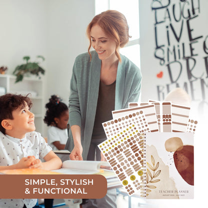 Aesthetic Teacher Planner For The 2024-2025 Academic School Year - Your All Incl. 8.5" x 10.5" Lesson Plan Book Supplies - Easily Organize Your Daily, Weekly & Monthly Classroom/Homeschool Schedule
