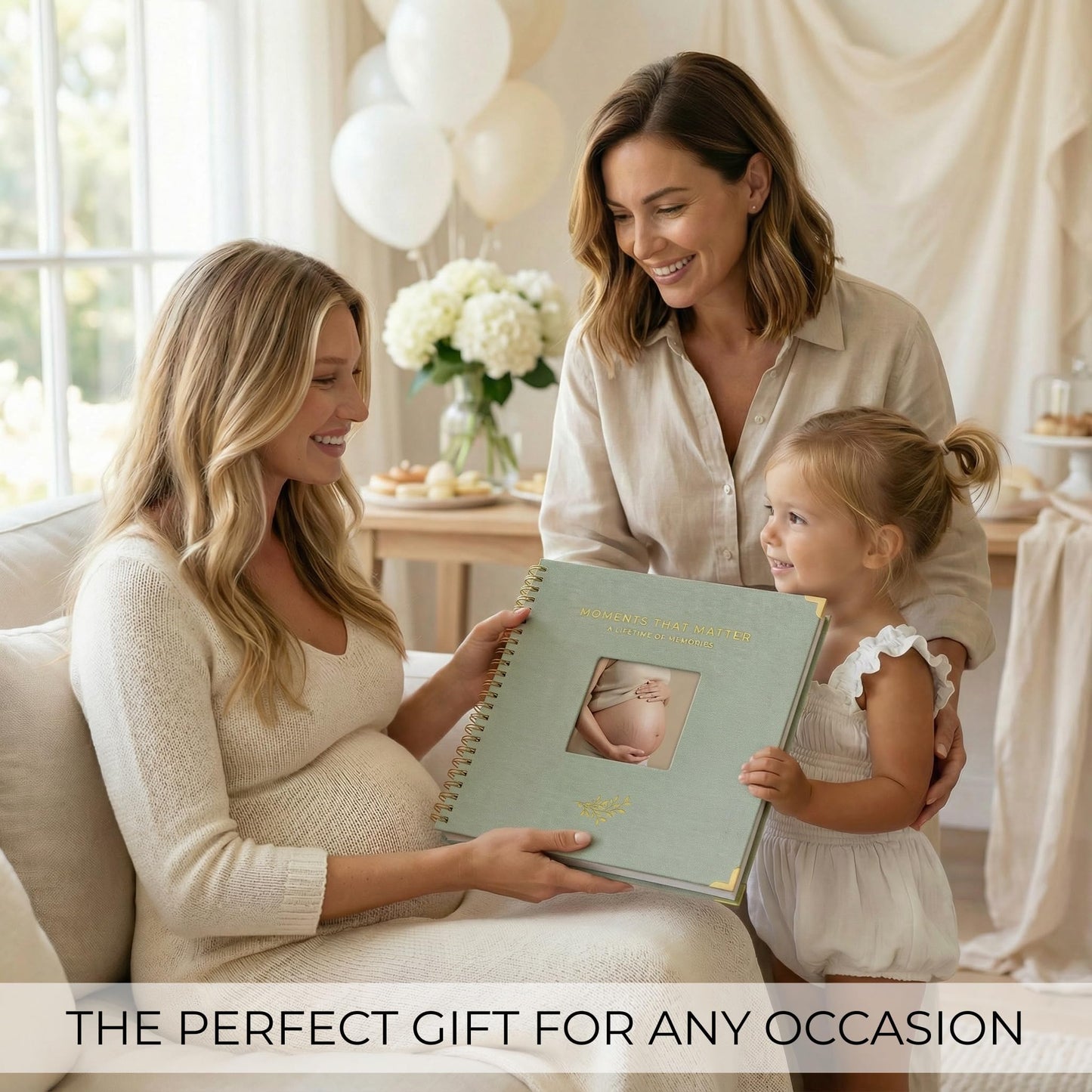 Elegant Scrap Book with Linen Cover and Gold Accents - Beautiful Photo Book & Memory Album for Preserving Cherished Photos - Lovely Gift