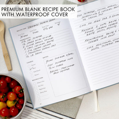 ZICOTO Aesthetic Blank Recipe Book with Waterproof Cover - The Perfect Recipe Notebook To Write In Your Own Recipes - Beautiful Blank Cookbook to Organize Your Recipes