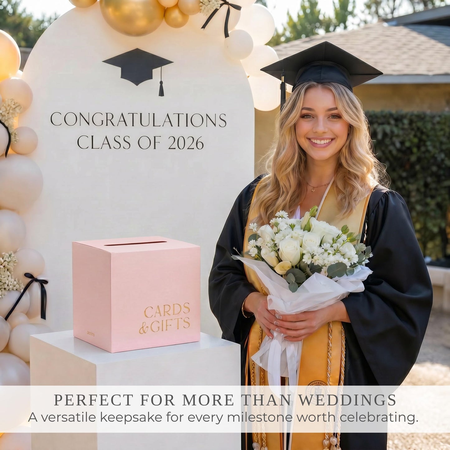 ZICOTO Elegant Wedding Card Box for a Beautiful Reception Gift Table – Lovely Card Box for Wedding, Graduation and Celebration Decor – Charming Envelope Gift Box