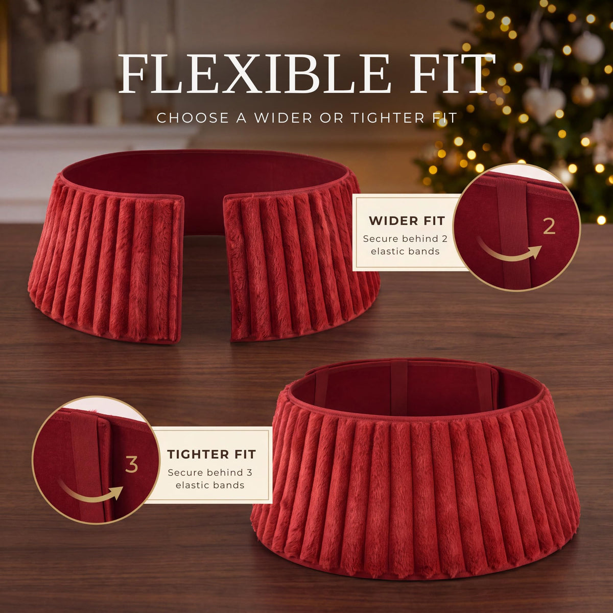 Beautiful Christmas Tree Collar - Modern 29" Velvet Tree Ring