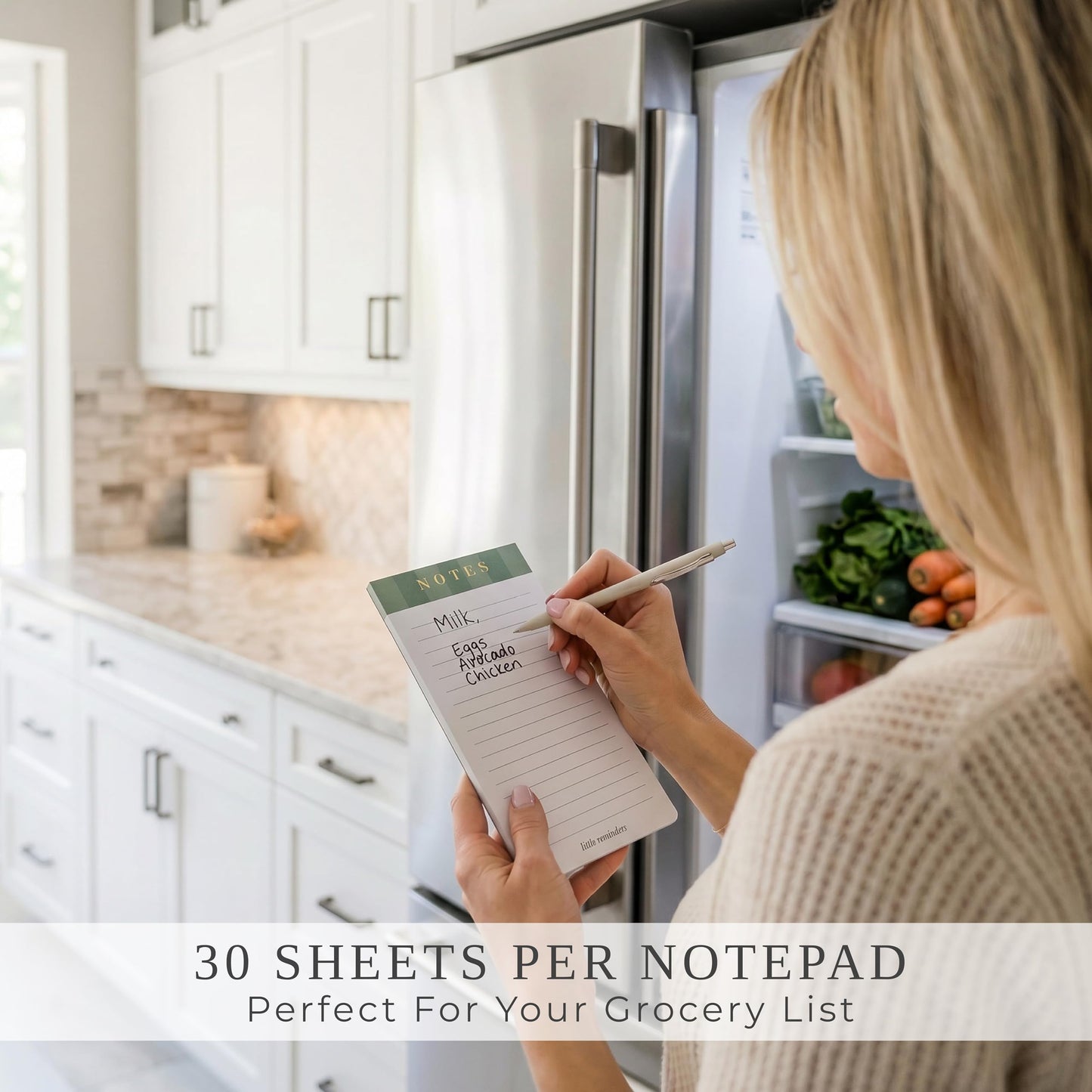 Beautiful Magnetic Notepads for Fridge - Set Of 6 Modern Note Pads with Lined Pages to Easily Write Notes & Make Grocery/Shopping Lists - Cute To Do List Pad w/ Strong Magnets for Your Refrigerator