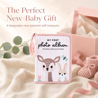ZICOTO Adorable Baby Photo Albums with Soft Pages for Little Hands to Flip Through - First Photo Album for Baby to Recognize Family Members - Precious Baby Photo Book for Newborn & Baby Shower