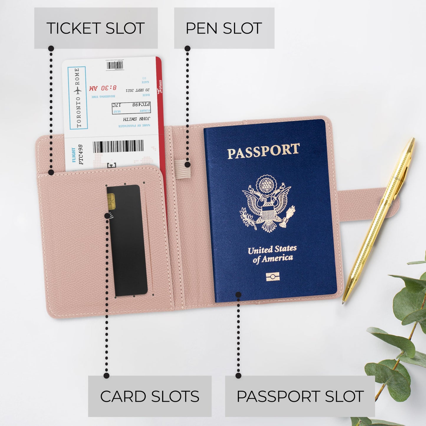 Beautiful Passport Holder for Travel - Cute Cover with Pen Holder to Keep Your Travel Documents Organized & Safe - Quality Passport Wallet for Women & Men and Great for Gifting