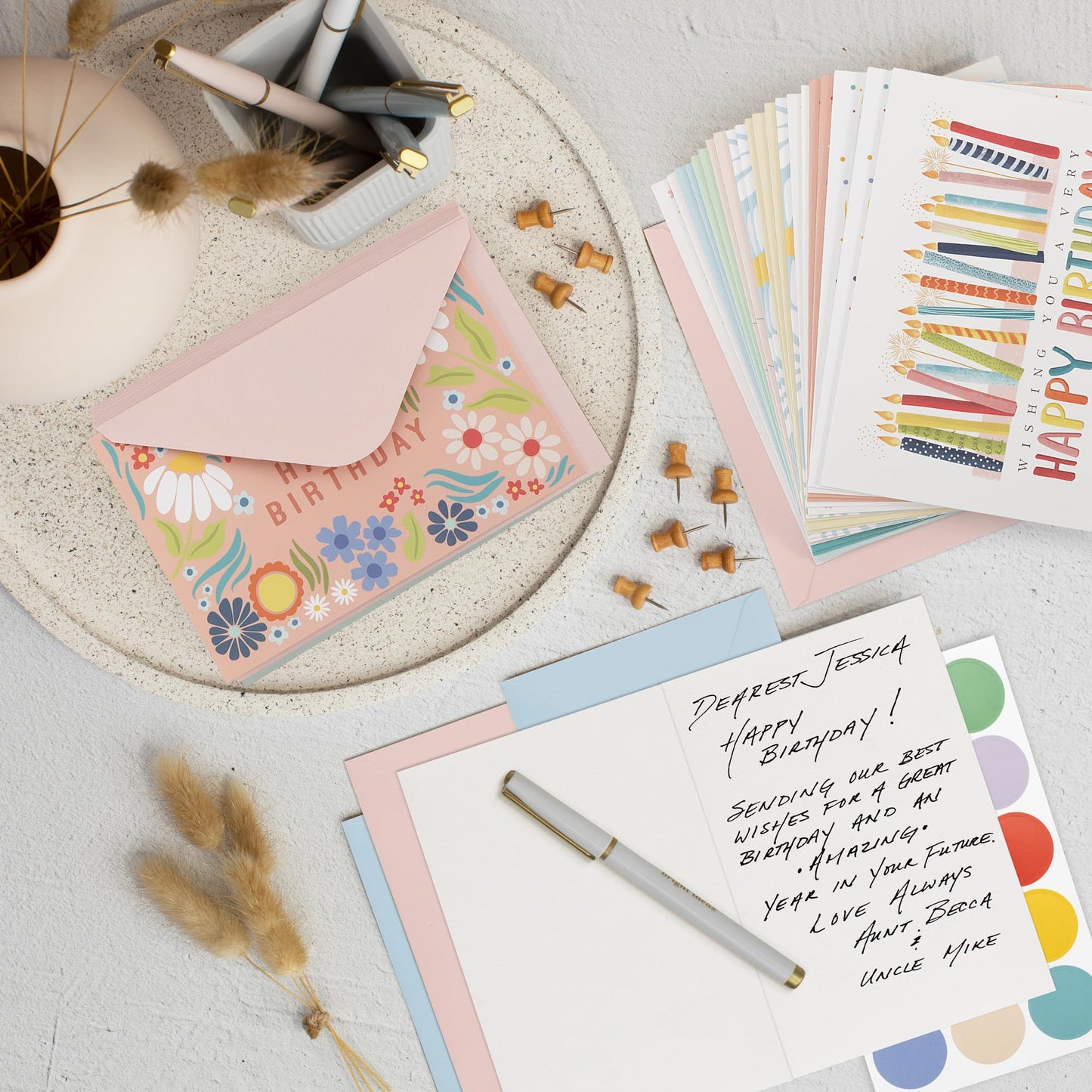 ZICOTO Beautiful Birthday Cards Set of 60 with Envelopes & Stickers - Tasteful Assorted Happy Birthday Cards Bulk For Women, Men & Kids - The Perfect Card Pack to Write Thoughtful Personal Greetings