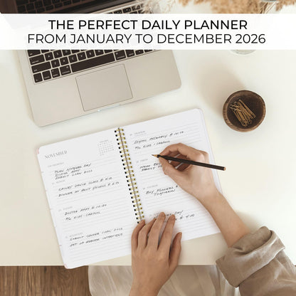 Beautiful 2026 Planner - 7" x 10" Daily Planner for Women or Men with Weekly & Monthly Spreads for Easy Planning - Perfect Calendar Book To Organize All Tasks and Boost Productivity