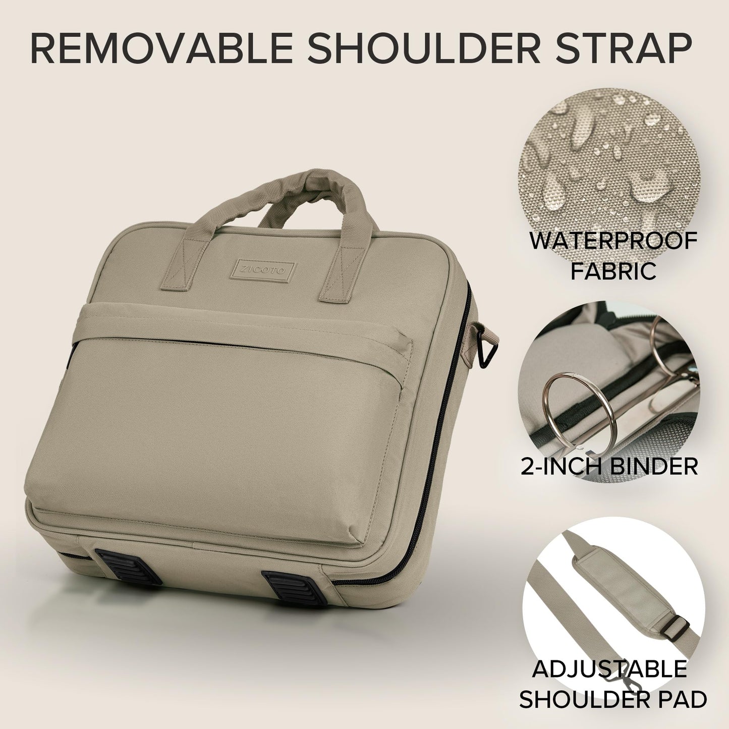 Sturdy 3 Ring Zipper Binder With Shoulder Strap For School - Beautiful 2 Inch Zip Up Binder with Extra Pockets Holds 500 Sheets, Books & Laptop - Easy to Carry and Made Of Durable Premium Fabrics