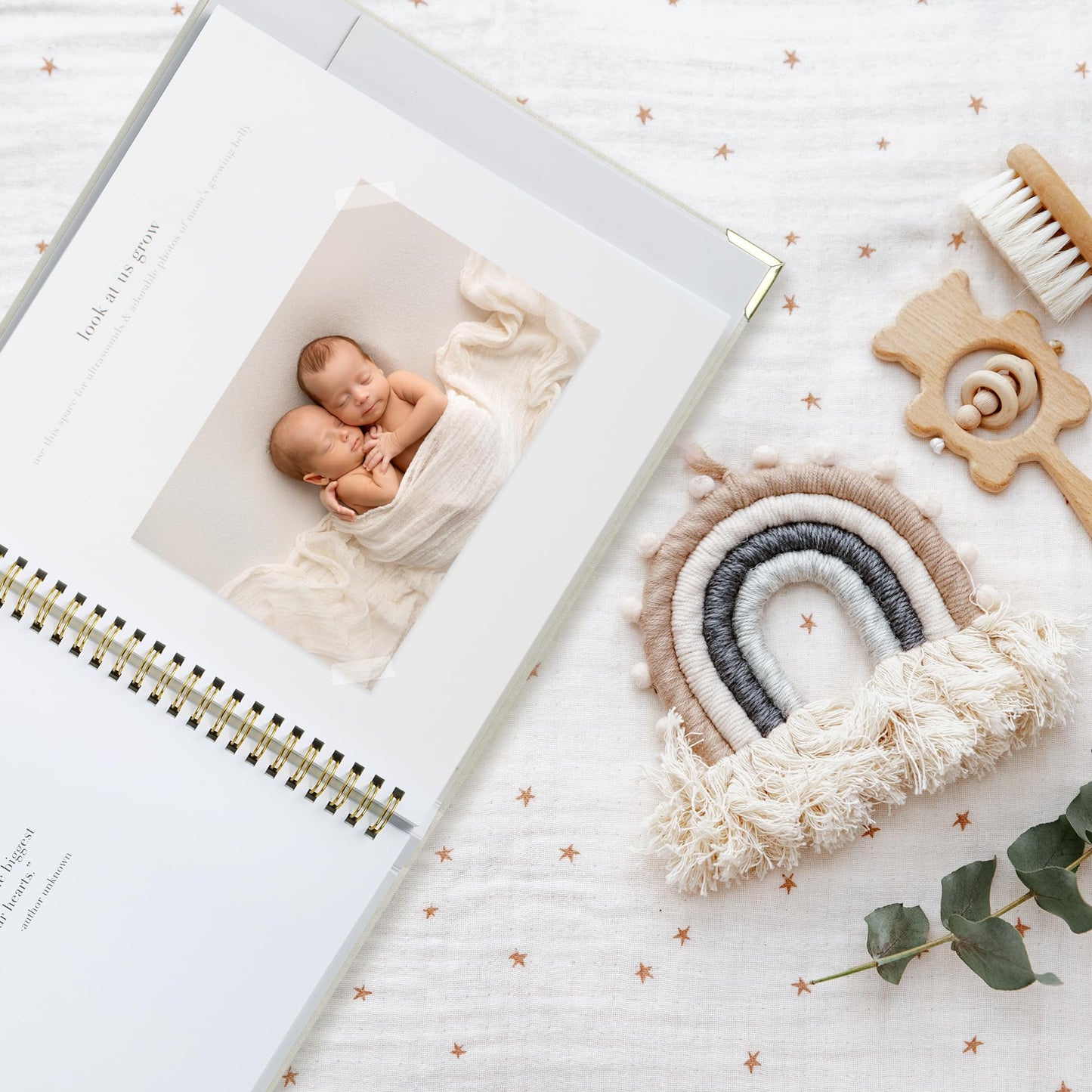 Keepsake Baby Memory Book for Boys and Girls - Timeless First 5 Year Baby Book - Linen Journal Scrapbook & Photo Album - Record Every Milestone Birth to Age 5