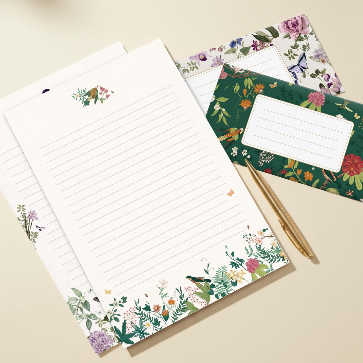 Beautiful Stationery Set with Envelopes - Premium-Quality, No-Bleed Letter Writing Paper with Elegant Floral Designs - Cute Stationary Kit for Women and Thoughtful Gift for Loved Ones