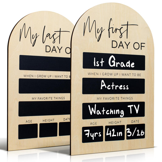 Beautiful Wooden First and Last Day of School Board Sign - Modern and Large Back to School Sign for Lasting Memories - Perfect 11.8" x 7.1" Wooden Chalkboard Photo Prop for Kindergarten