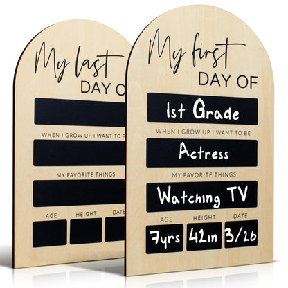 Beautiful Wooden First and Last Day of School Board Sign - Modern and Large Back to School Sign for Lasting Memories - Perfect 11.8" x 7.1" Wooden Chalkboard Photo Prop for Kindergarten