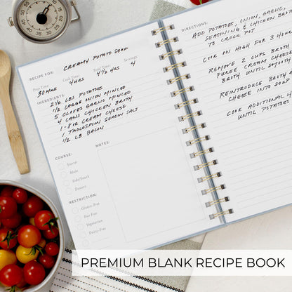 ZICOTO Aesthetic Blank Recipe Book with Linen Cover - The Perfect Recipe Notebook to Write in Your Own Recipes - Beautiful Blank Cookbook to Organize Your Recipes