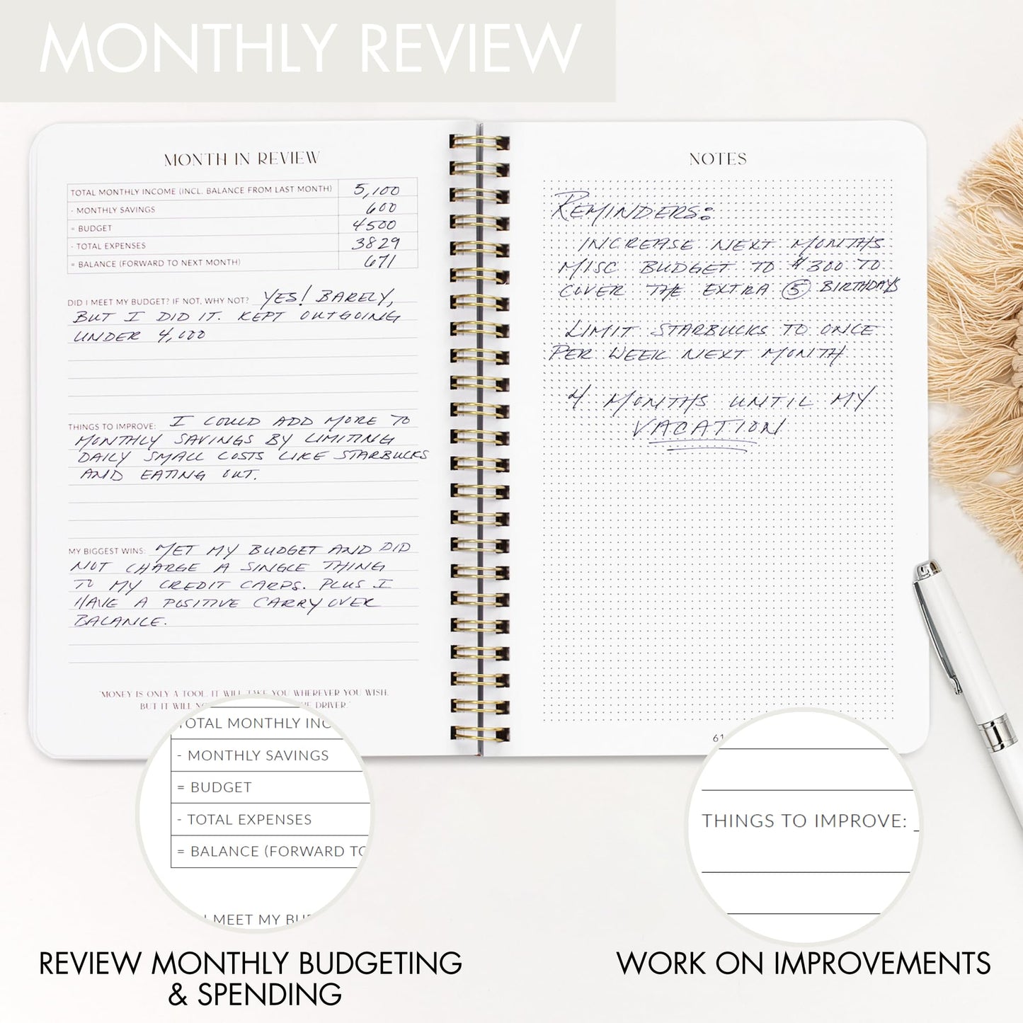 Easy to Use Monthly Budget Planner - 12 Month Financial Organizer with Expense Tracker Notebook - Monthly Money Budgeting Book That Manages Your Finances Effectively