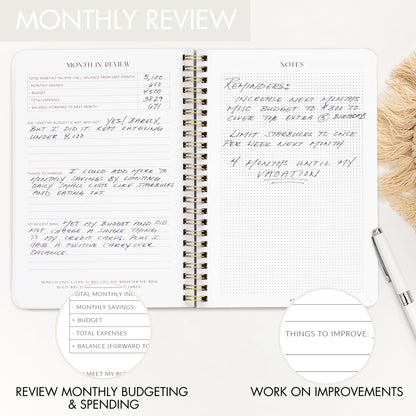 Easy to Use Monthly Budget Planner - 12 Month Financial Organizer with Expense Tracker Notebook - Monthly Money Budgeting Book That Manages Your Finances Effectively