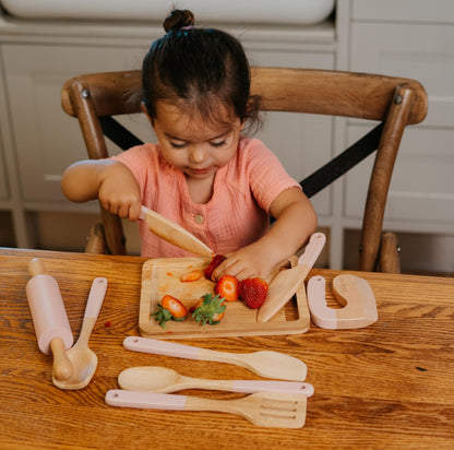 Wooden Cooking & Baking Set for Kids - Safe & Real Kitchen Tools Give Toddlers a Fun Cooking Experience - Durable Utensils are Perfect for Gifting to Create Lasting Family Memories