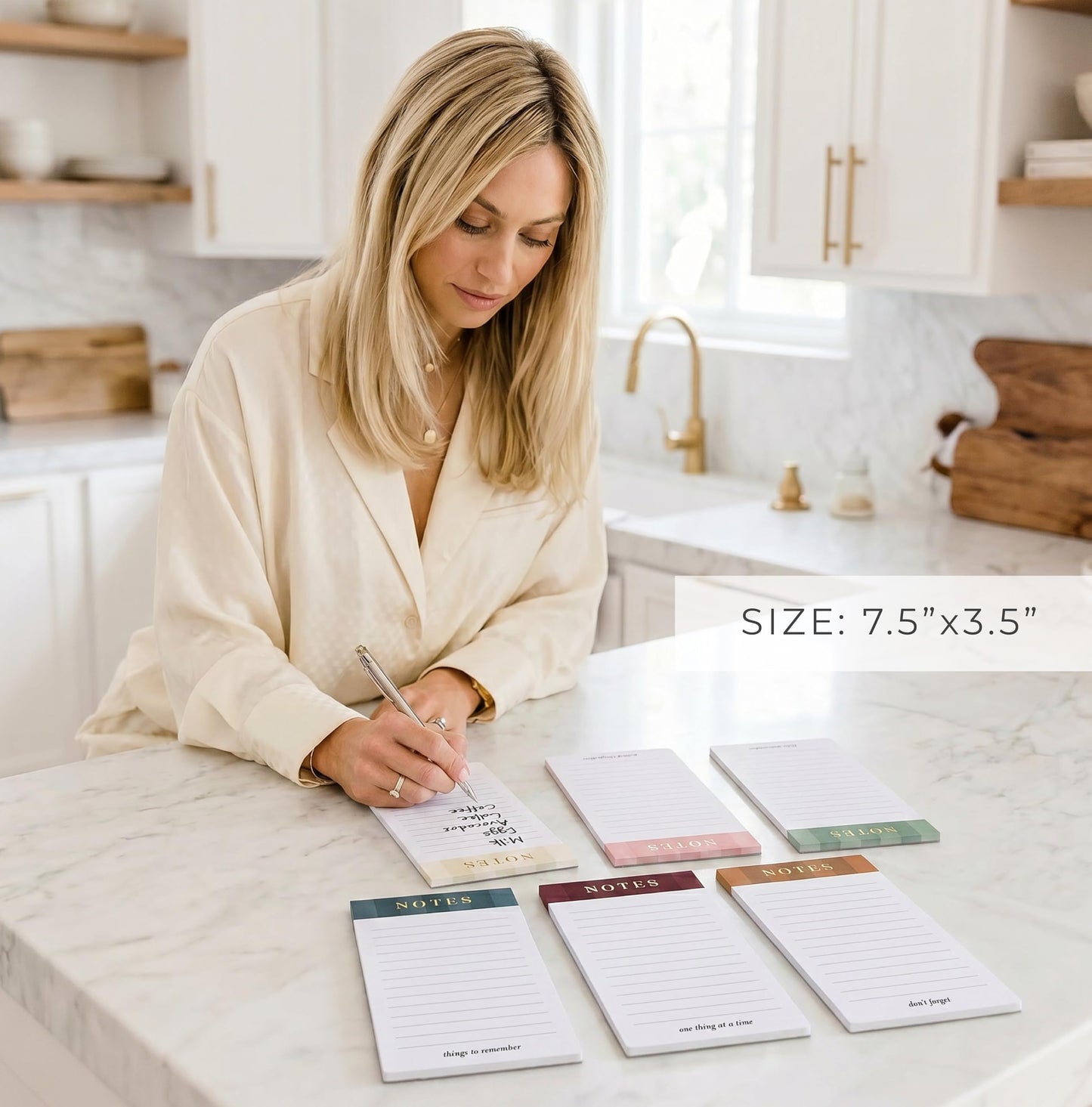 Beautiful Magnetic Notepads for Fridge - Set Of 6 Modern Note Pads with Lined Pages to Easily Write Notes & Make Grocery/Shopping Lists - Cute To Do List Pad w/ Strong Magnets for Your Refrigerator