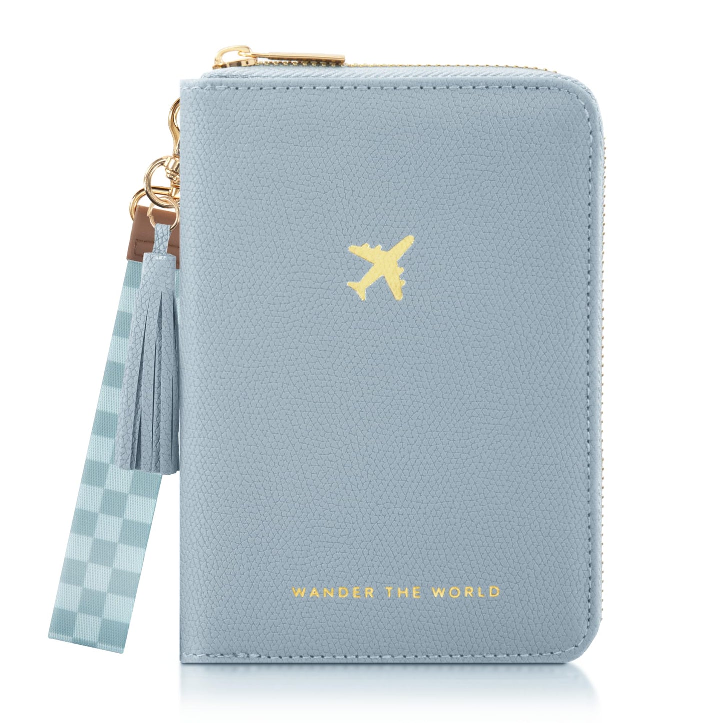 ZICOTO Stylish Passport Holder for Travel with Detachable Wristlet Strap - All-in-One Travel Wallet Organizer for Women, Secure Money Belt Alternative with Card Slots and Tassel Keychain
