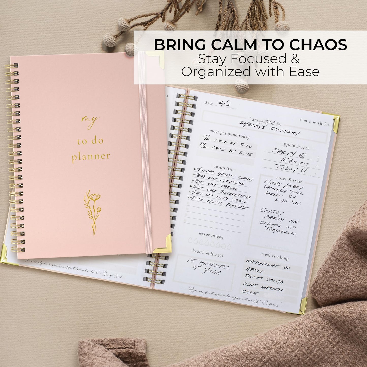 Beautiful To Do List Notebook - Aesthetic Daily Planner to Easily Organize Your Tasks And Boost Productivity - Stylish Undated ADHD Planner Gift and The Perfect School or Office Supplies For Women