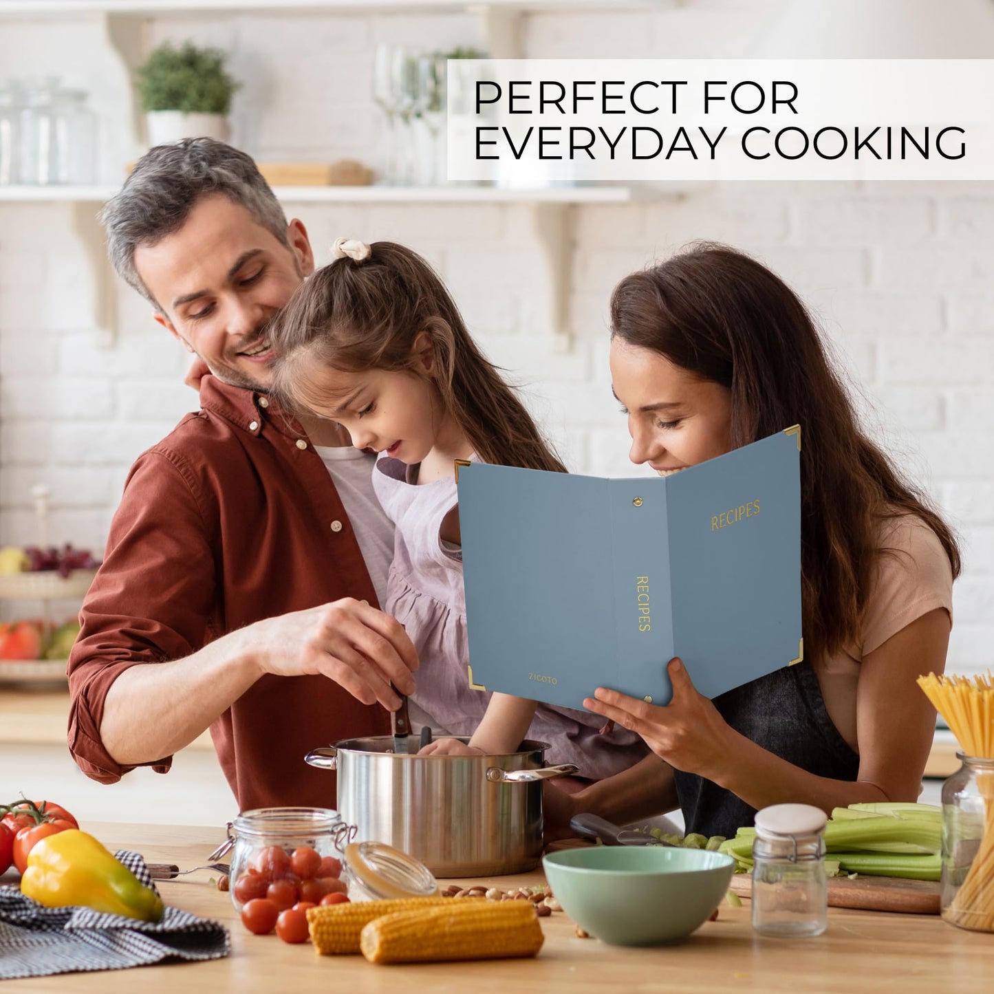 Aesthetic Recipe Binder with Polyester Waterproof cloth Cover - The Perfect Recipe Book with Plastic Sleeves to Write in Your Own Recipes - Quality Blank Cookbook Binder, Cards incl.