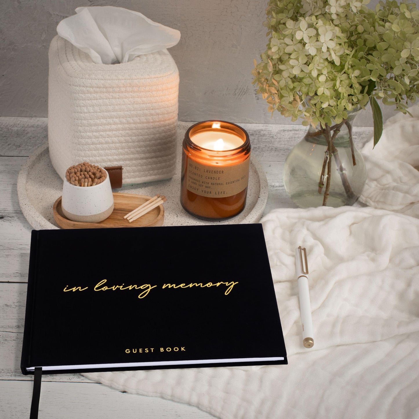 ZICOTO Beautiful Linen Funeral Guest Book for The Celebration of Life - The Perfect in Loving Memory Book with Ample Space to Sign in for Guests - Premium Craftsmanship for Honoring Loved Ones