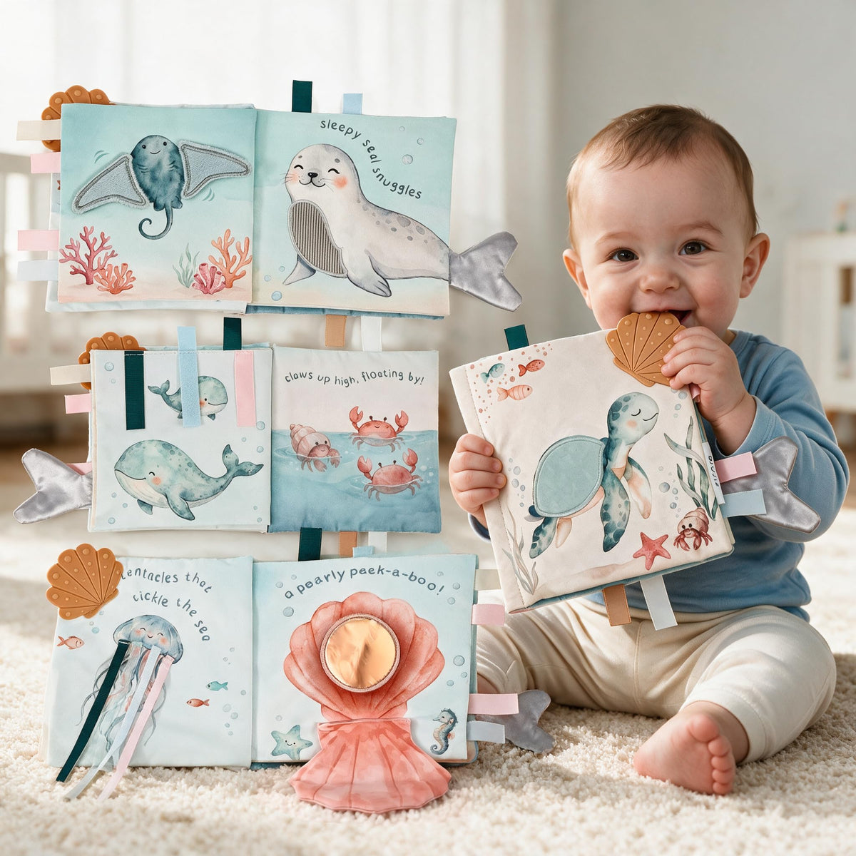 Soft Baby Book with Touch and Feel Pages - Cute Sensory Book for Babies