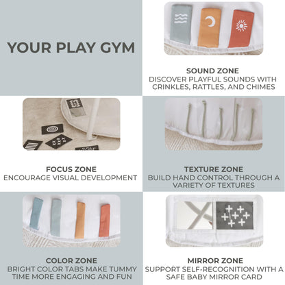 Beautiful Baby Play Gym and Tummy Time Mat - Soft Cotton Mat with 4 Cute Toys & Cards Creates The Perfect Activity Area for Your Girl/Boy - Stylish Infant Floor Playmat for Any Playroom Decor