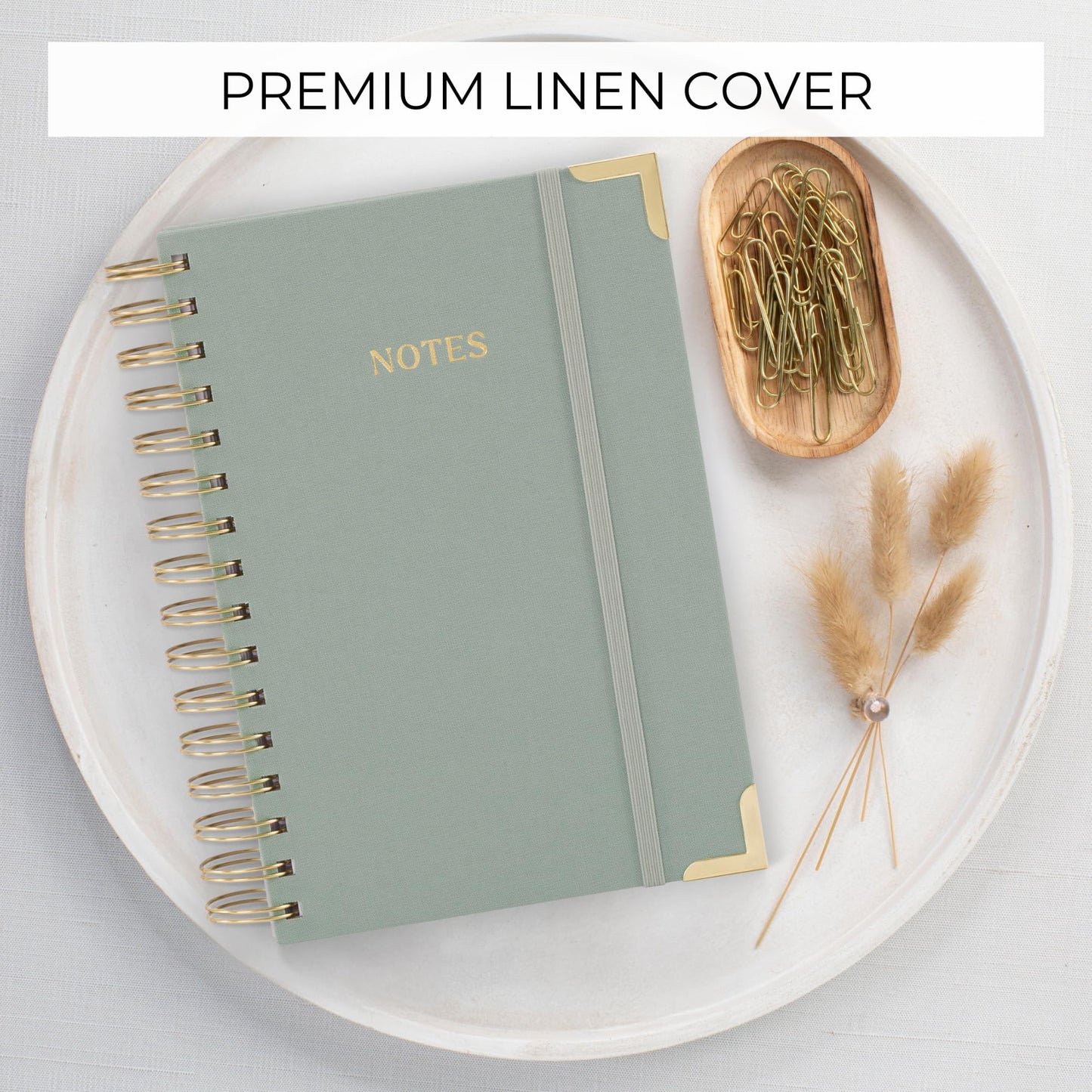 Aesthetic Thick Spiral Notebook Journal For Women in B5 Format - Stylish Linen Hardcover College Ruled Note Book w 300 Lined Pages - Cute Supplies For Bible Study & Staying Organized at Work or School