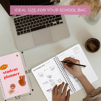 Aesthetic 2025-2026 Student Planner To Stay Organized - A Beautiful 8.5" x 5.5" Planner for Middle and High School Students with Weekly & Monthly Spreads For The 25-26 Academic Year