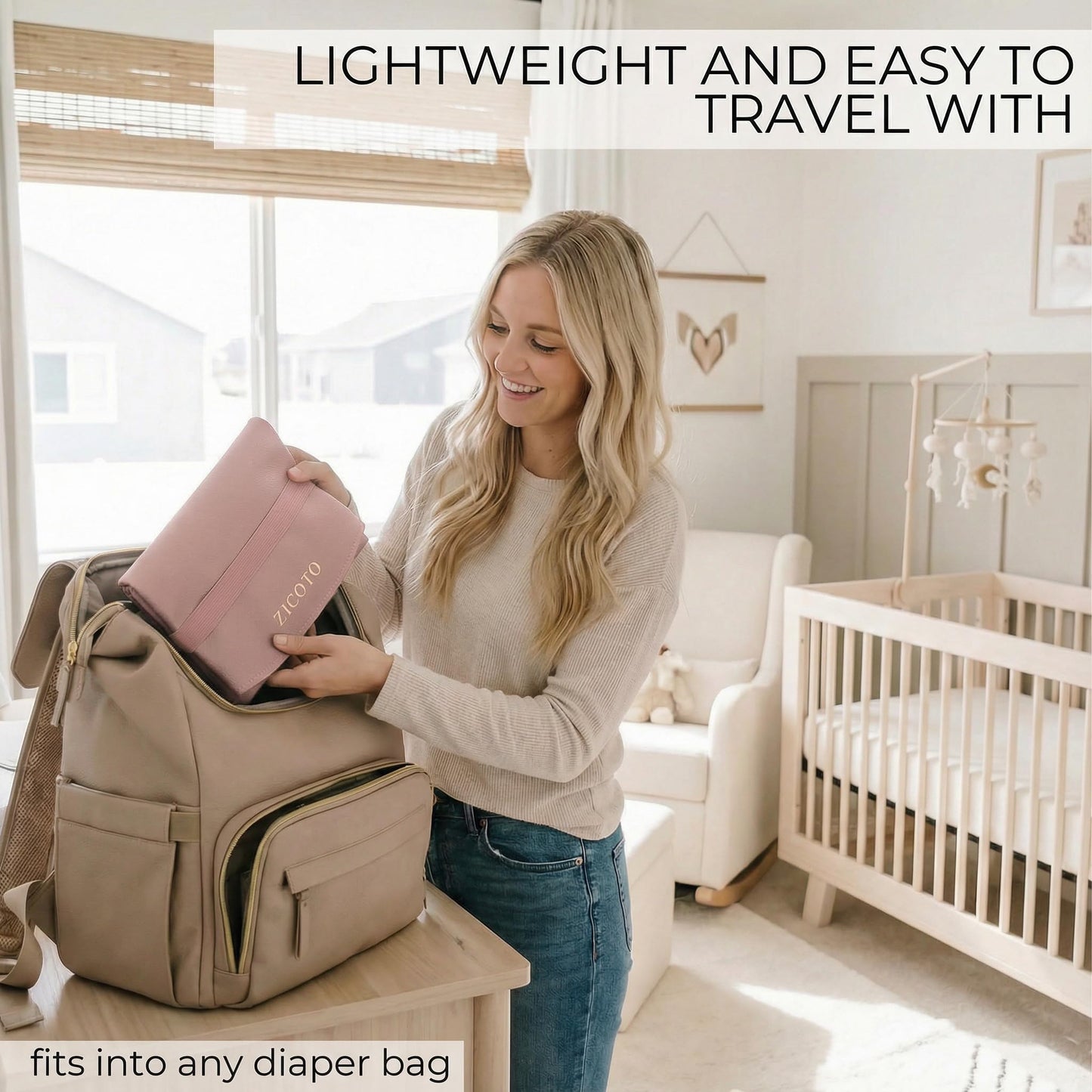 Beautiful Portable Baby Changing Pad - Wipeable and Easy to Clean Diaper Changing Mat - The Perfect Waterproof Vegan Leather Pad for Traveling