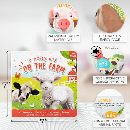 Fun Touch and Feel Sound Book for Babies and Toddlers - Interactive Sensory Book with Animal Noises for 1-3 Year Olds - Perfect Sound Book Toy for Baby Showers & Newborn/Infant Gift 12-18 Months