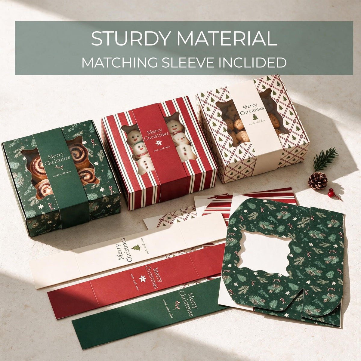 ZICOTO Beautiful Christmas Cookie Boxes Set Of 9 - Cute Containers to Share
