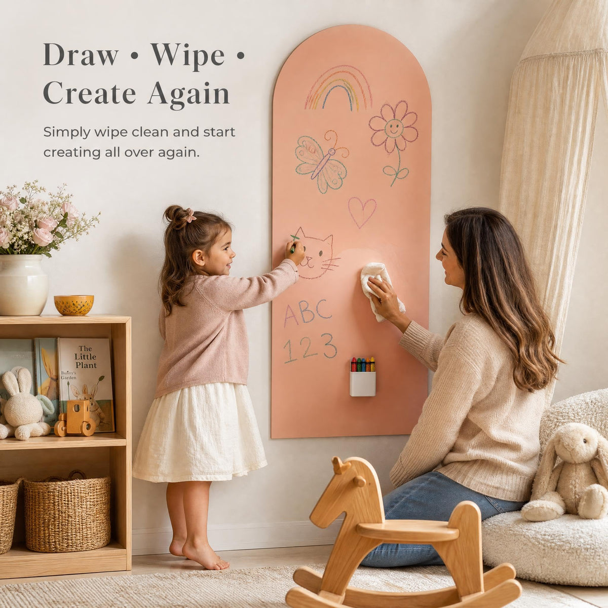Magnetic Wall Decal Board for Kids - Great Writing Chalk Board Set