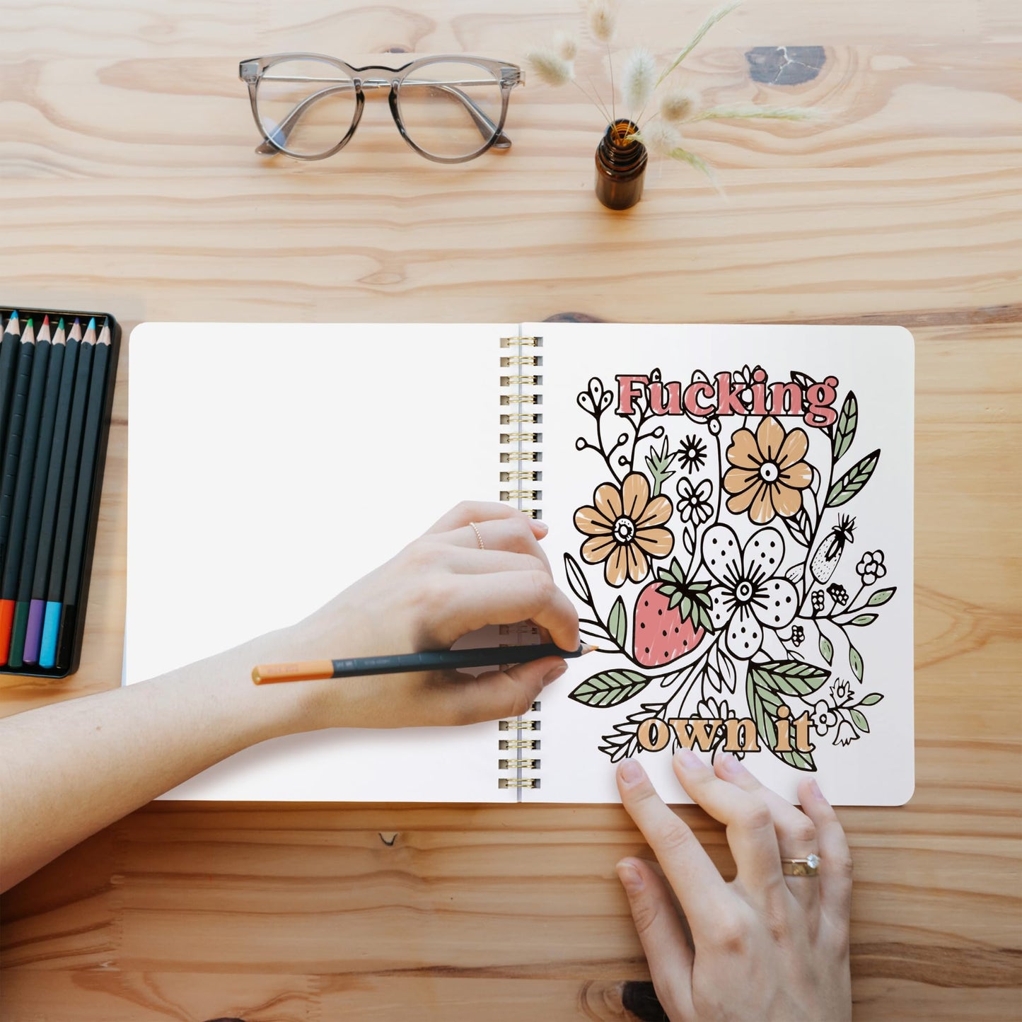 Beautiful Coloring Book Set of 2 for Adult Relaxation - Funny Coloring Books with Floral Designs for a lot of Laughs - The Perfect Stress-Relieving Gift for Women